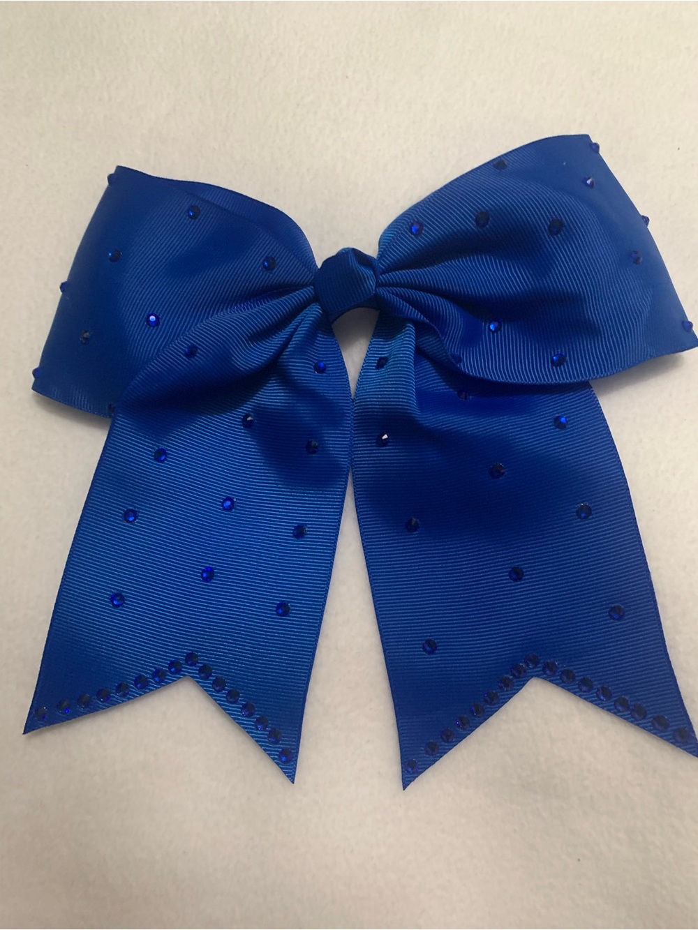 Royal Blue Cheer Bow with  Blue Rhinestone